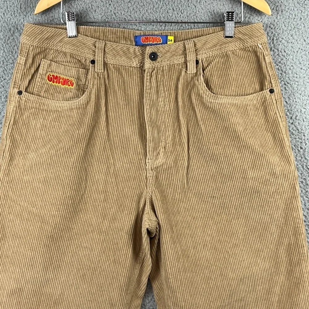 NWD Empyre Corduroy‎ Sk8 Pants Mens 34 Khaki Beige Loose Fit Cord Skater 34x30